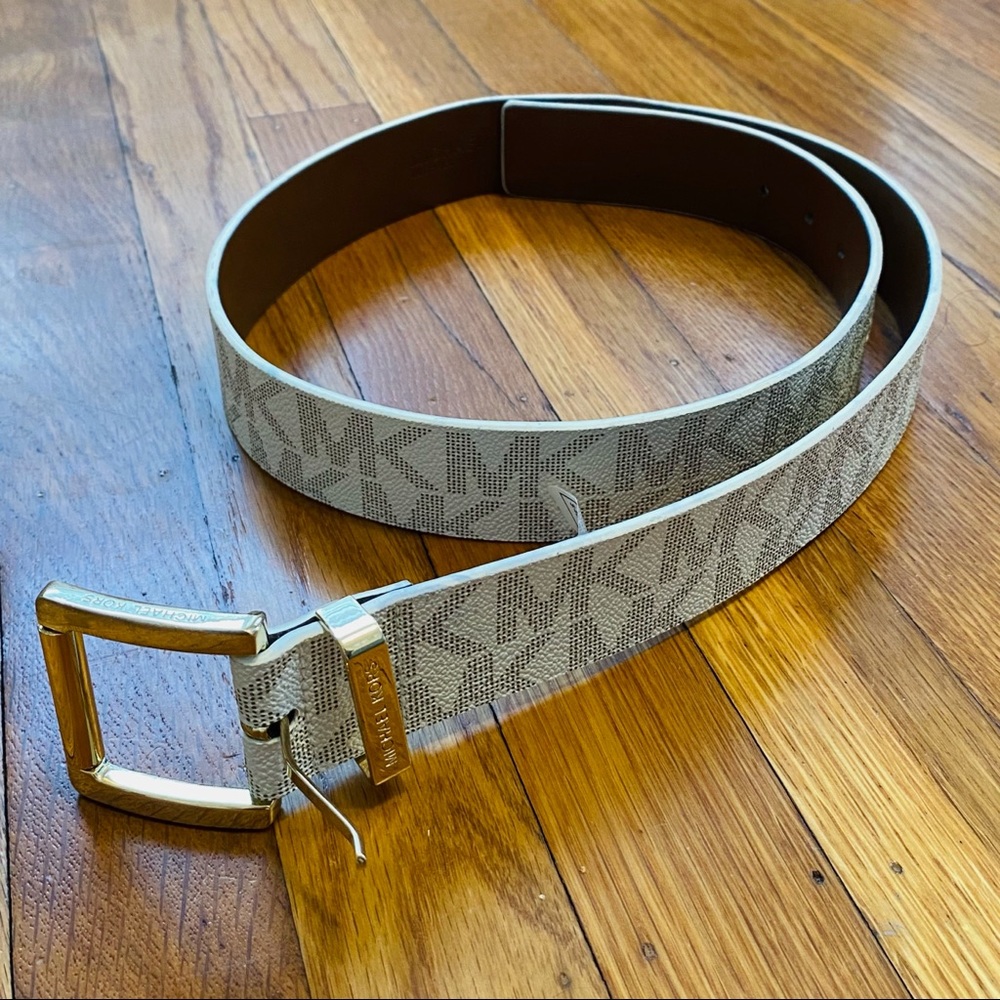 Michael Kors Belt Vanilla/Luggage/Gold print